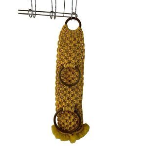 MCM Macrame hand towel hanging rack vintage yellow brown